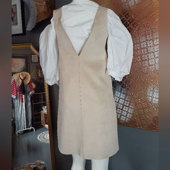 Nwt Zara Faux Suede Pinafore Style Mini Dress - Picture 4 of 14